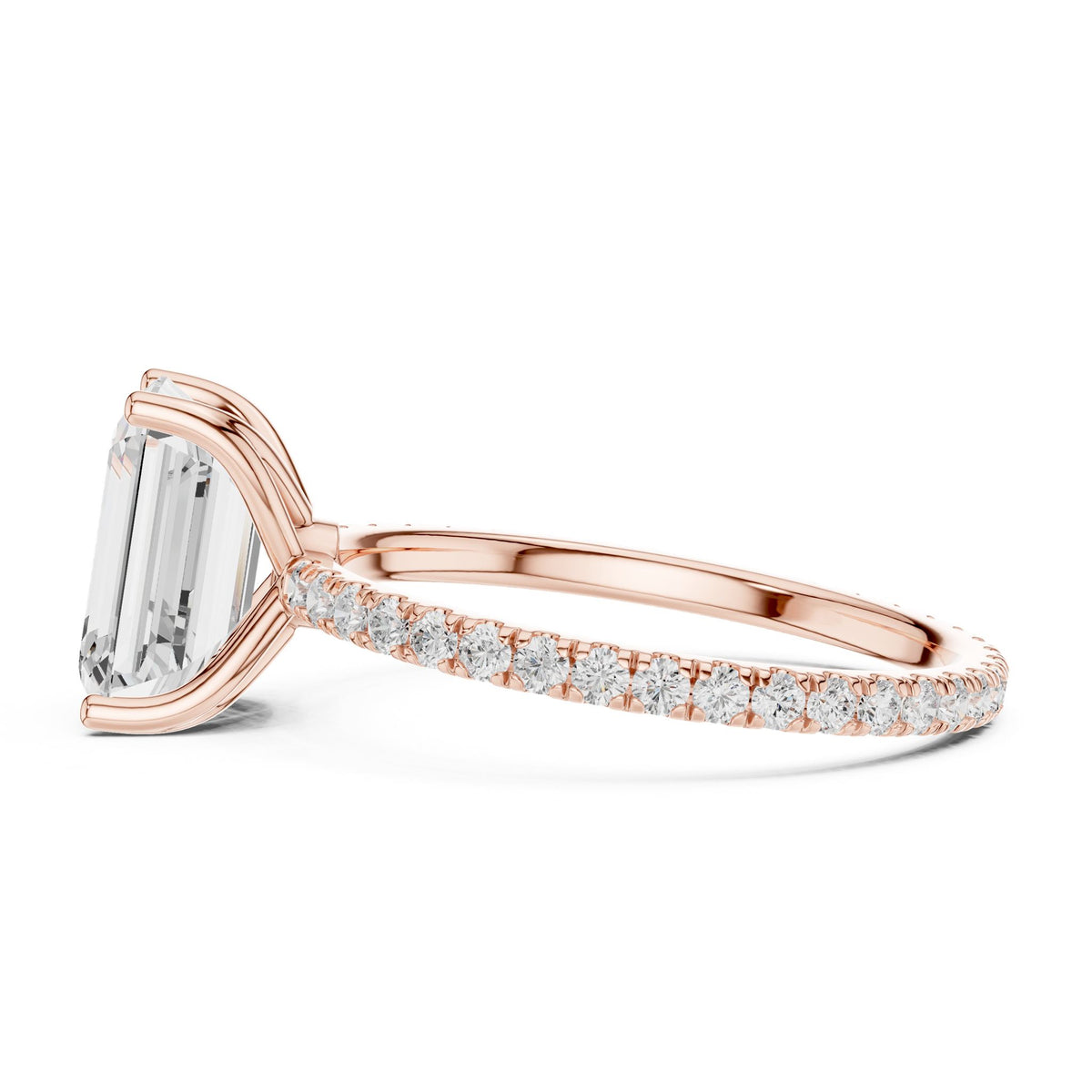 Emerald Pave Lab Grown Diamond Engagement Ring