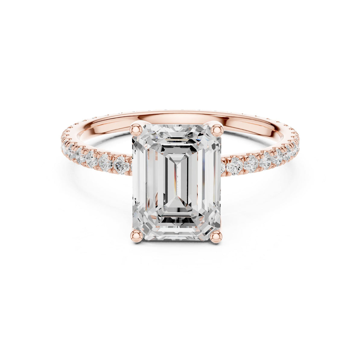 Emerald Pave Lab Grown Diamond Engagement Ring