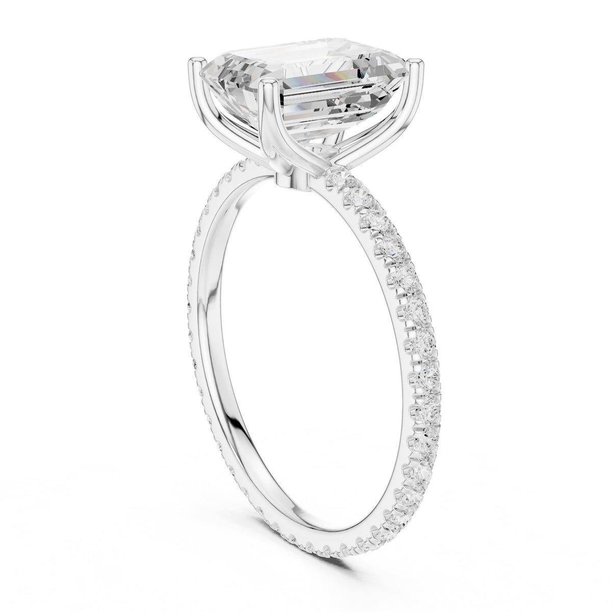 Emerald Pave Lab Grown Diamond Engagement Ring