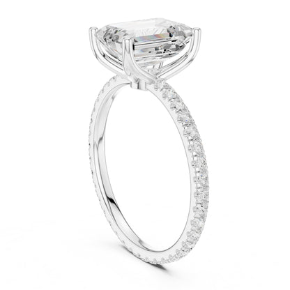 Emerald Pave Lab Grown Diamond Engagement Ring