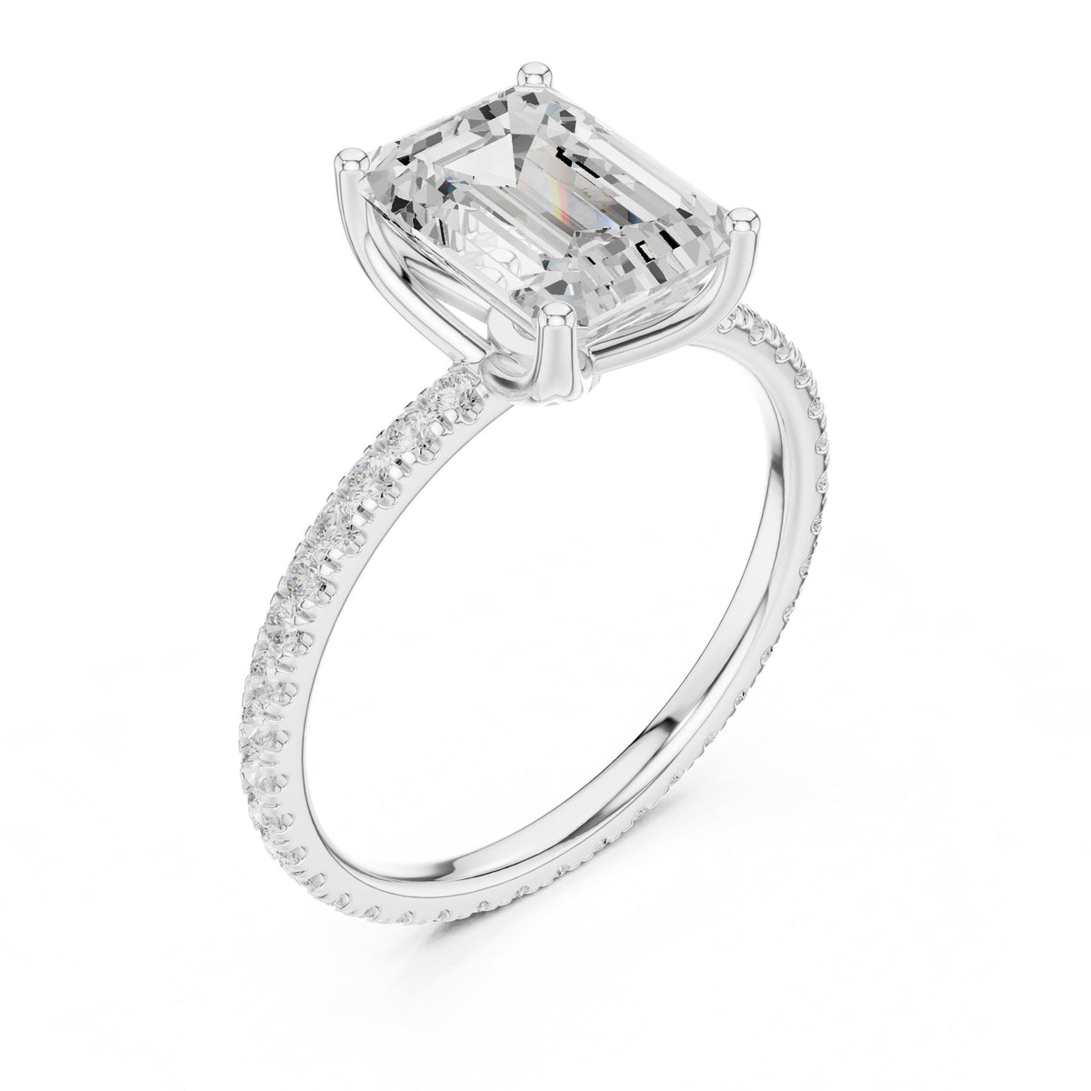 Emerald Pave Lab Grown Diamond Engagement Ring