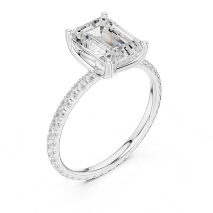 Emerald Pave Lab Grown Diamond Engagement Ring
