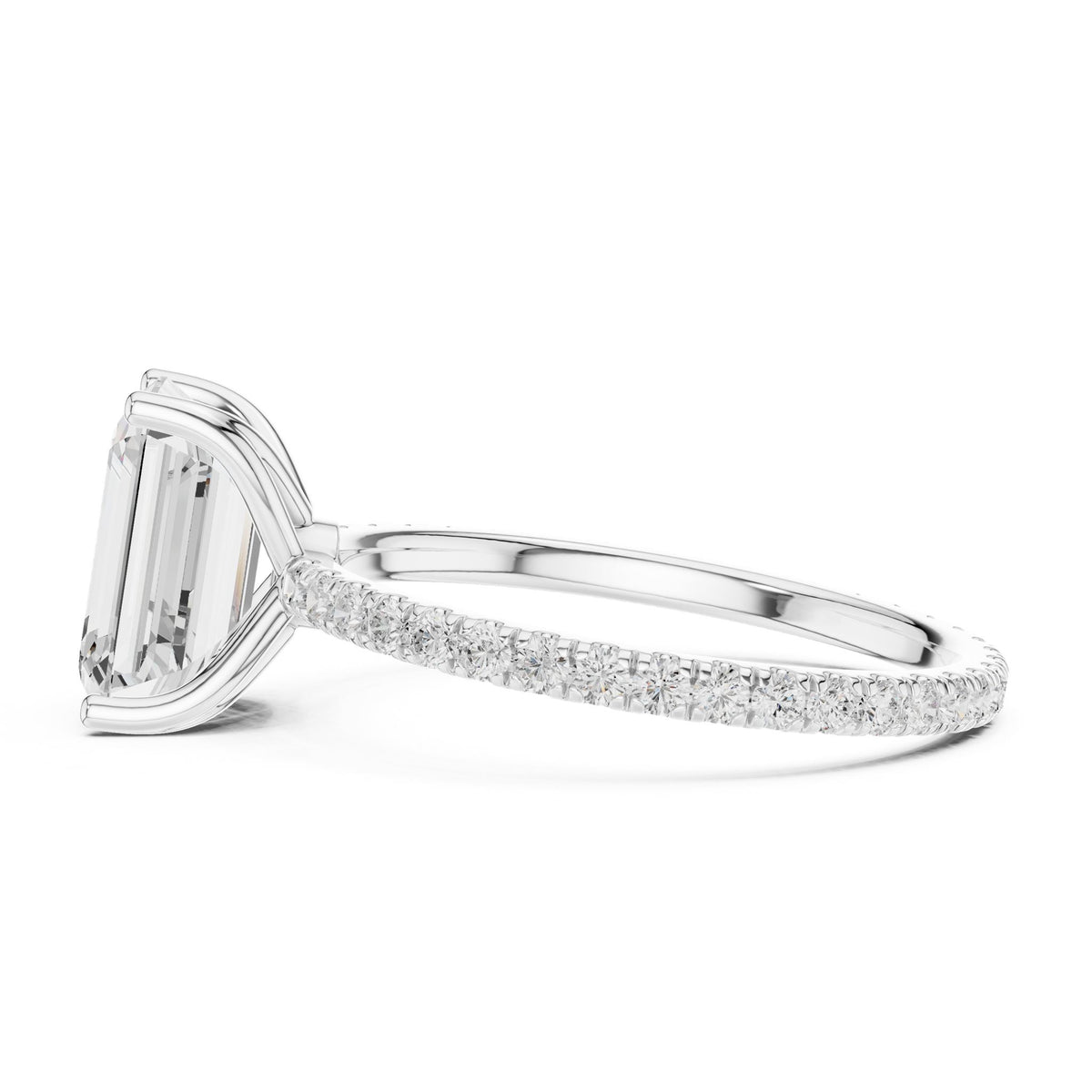 Emerald Pave Lab Grown Diamond Engagement Ring