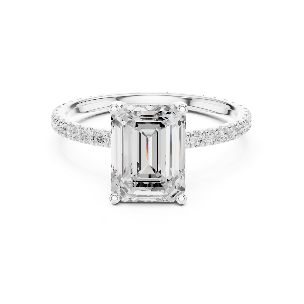 Emerald Pave Lab Grown Diamond Engagement Ring