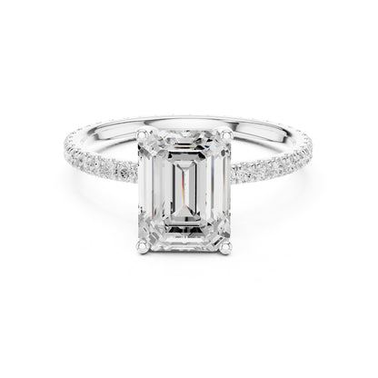 Emerald Pave Lab Grown Diamond Engagement Ring