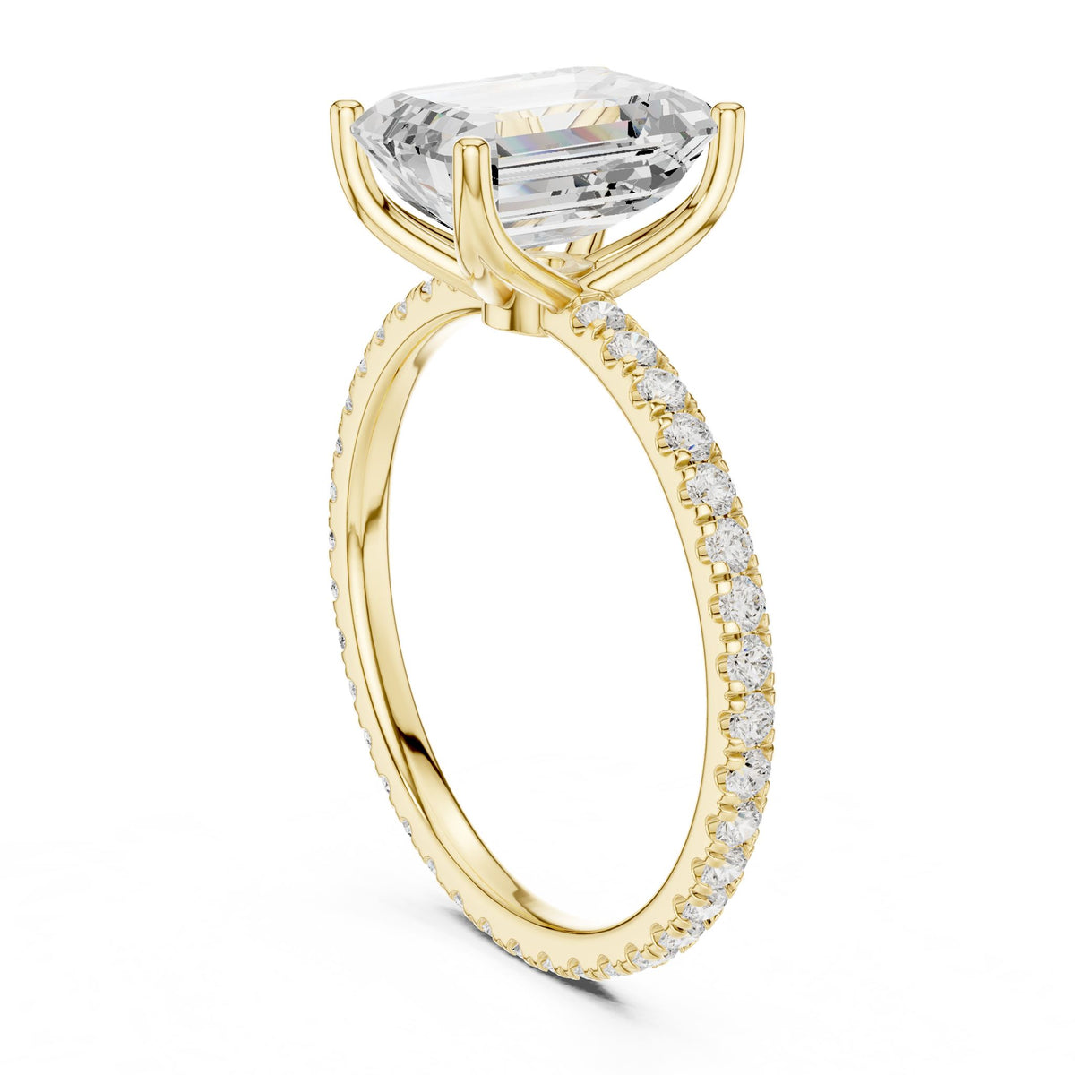 Emerald Pave Lab Grown Diamond Engagement Ring