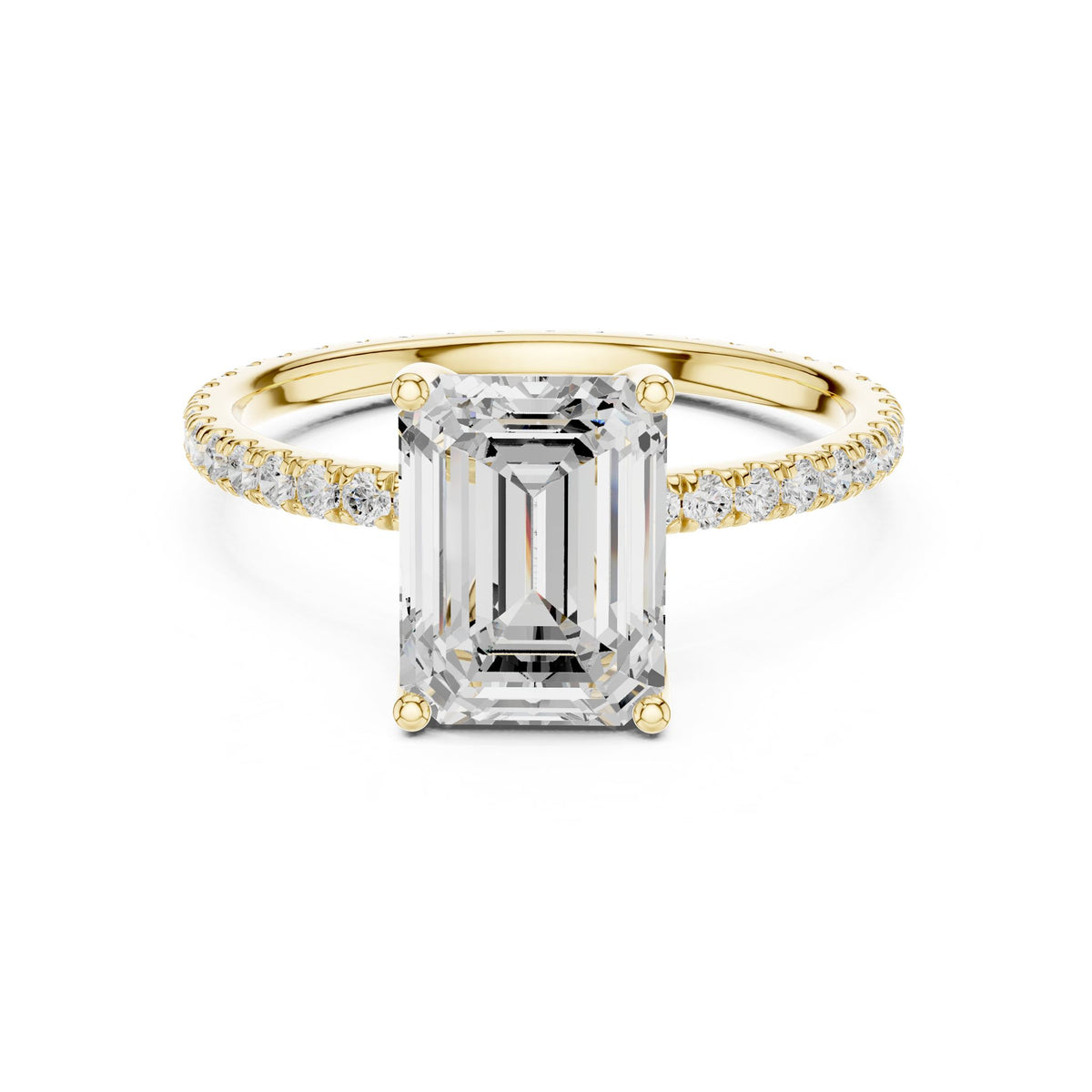 Emerald Pave Lab Grown Diamond Engagement Ring
