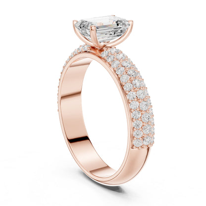 Emerald Pave Lab Grown Diamond Engagement Ring