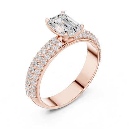 Emerald Pave Lab Grown Diamond Engagement Ring