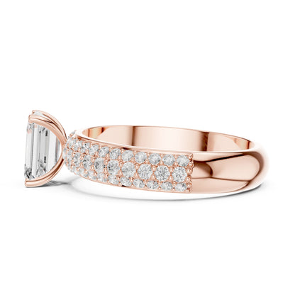 Emerald Pave Lab Grown Diamond Engagement Ring