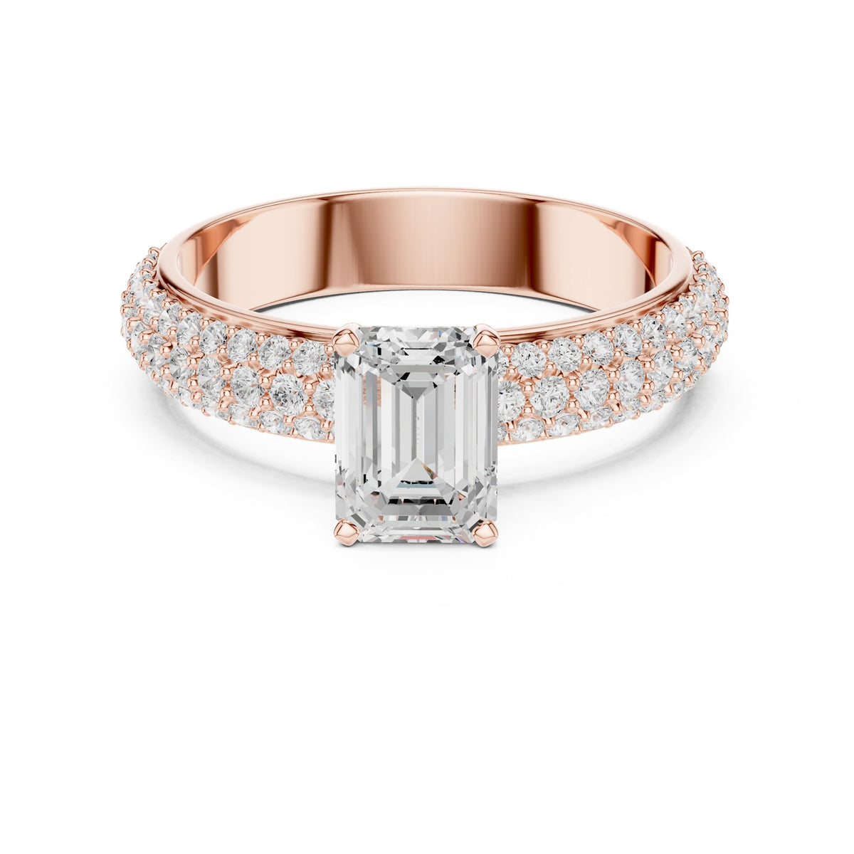 Emerald Pave Lab Grown Diamond Engagement Ring