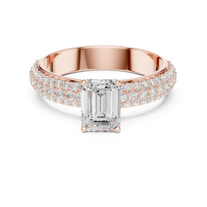 Emerald Pave Lab Grown Diamond Engagement Ring