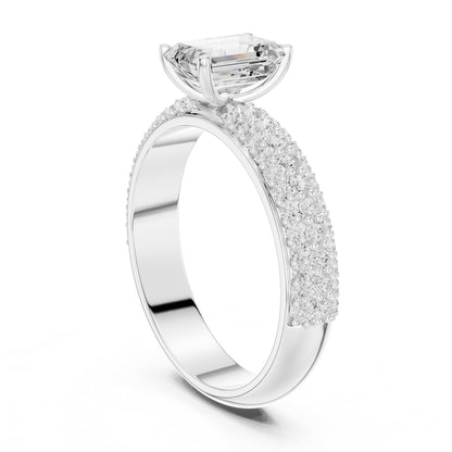 Emerald Pave Lab Grown Diamond Engagement Ring