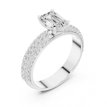 Emerald Pave Lab Grown Diamond Engagement Ring