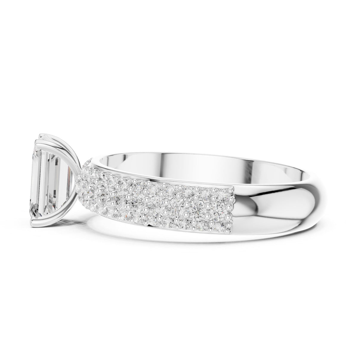 Emerald Pave Lab Grown Diamond Engagement Ring