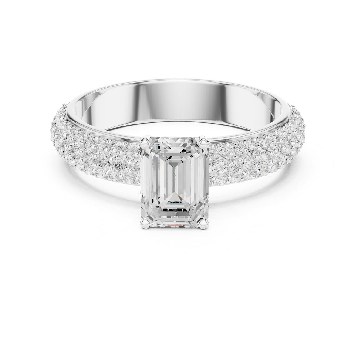 Emerald Pave Lab Grown Diamond Engagement Ring
