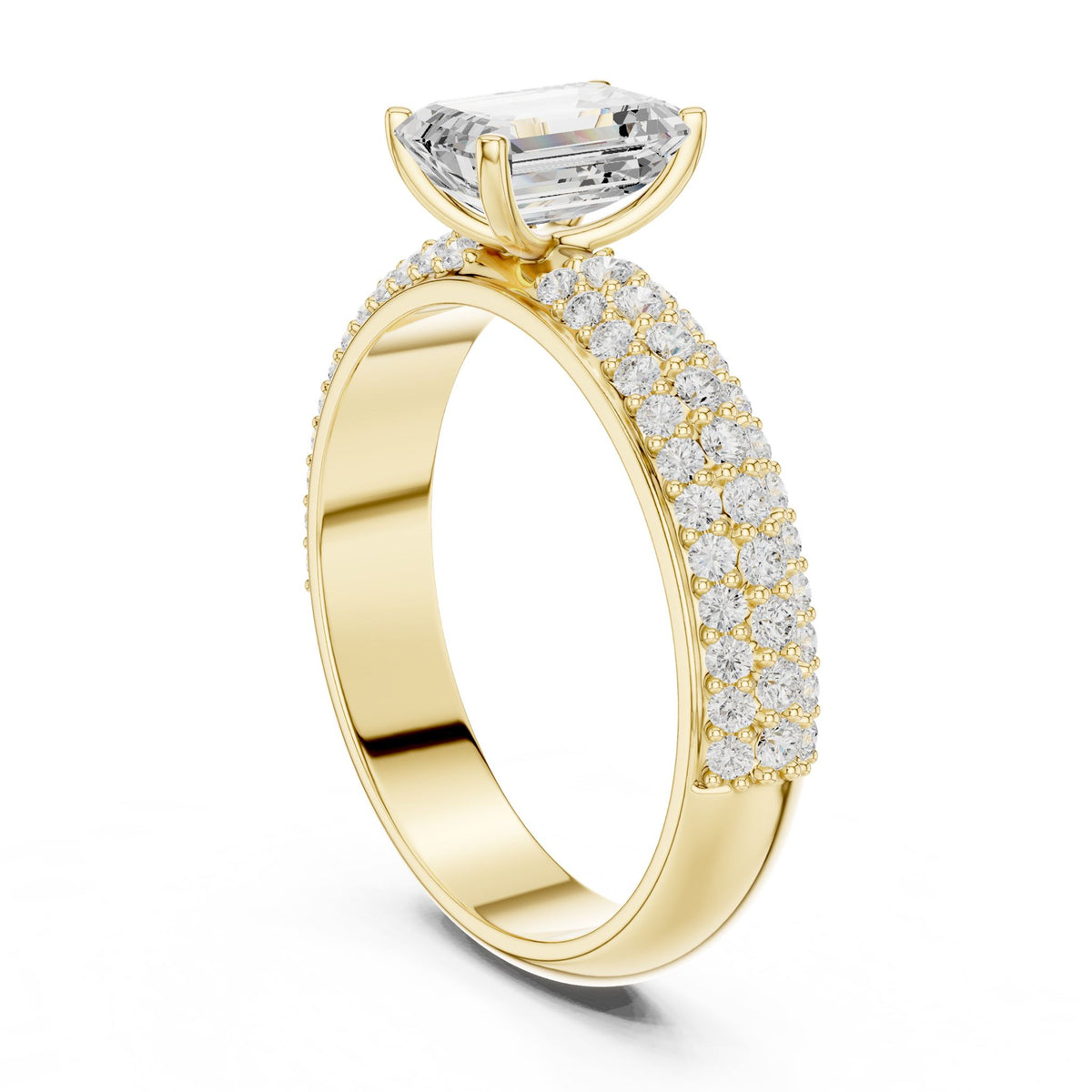 Emerald Pave Lab Grown Diamond Engagement Ring
