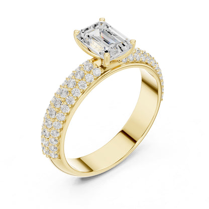 Emerald Pave Lab Grown Diamond Engagement Ring