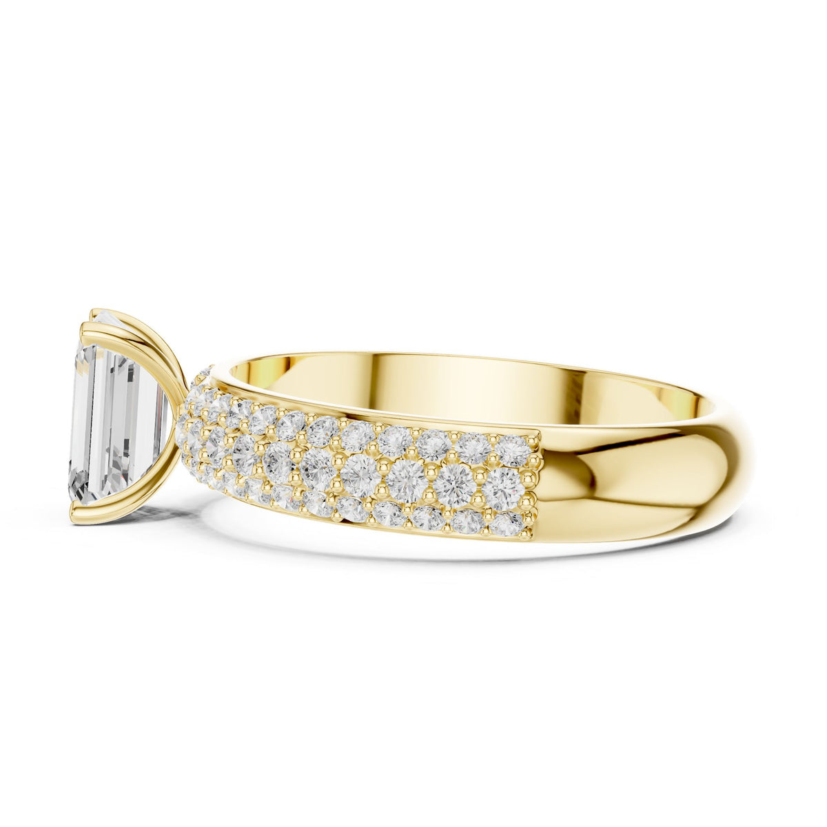 Emerald Pave Lab Grown Diamond Engagement Ring