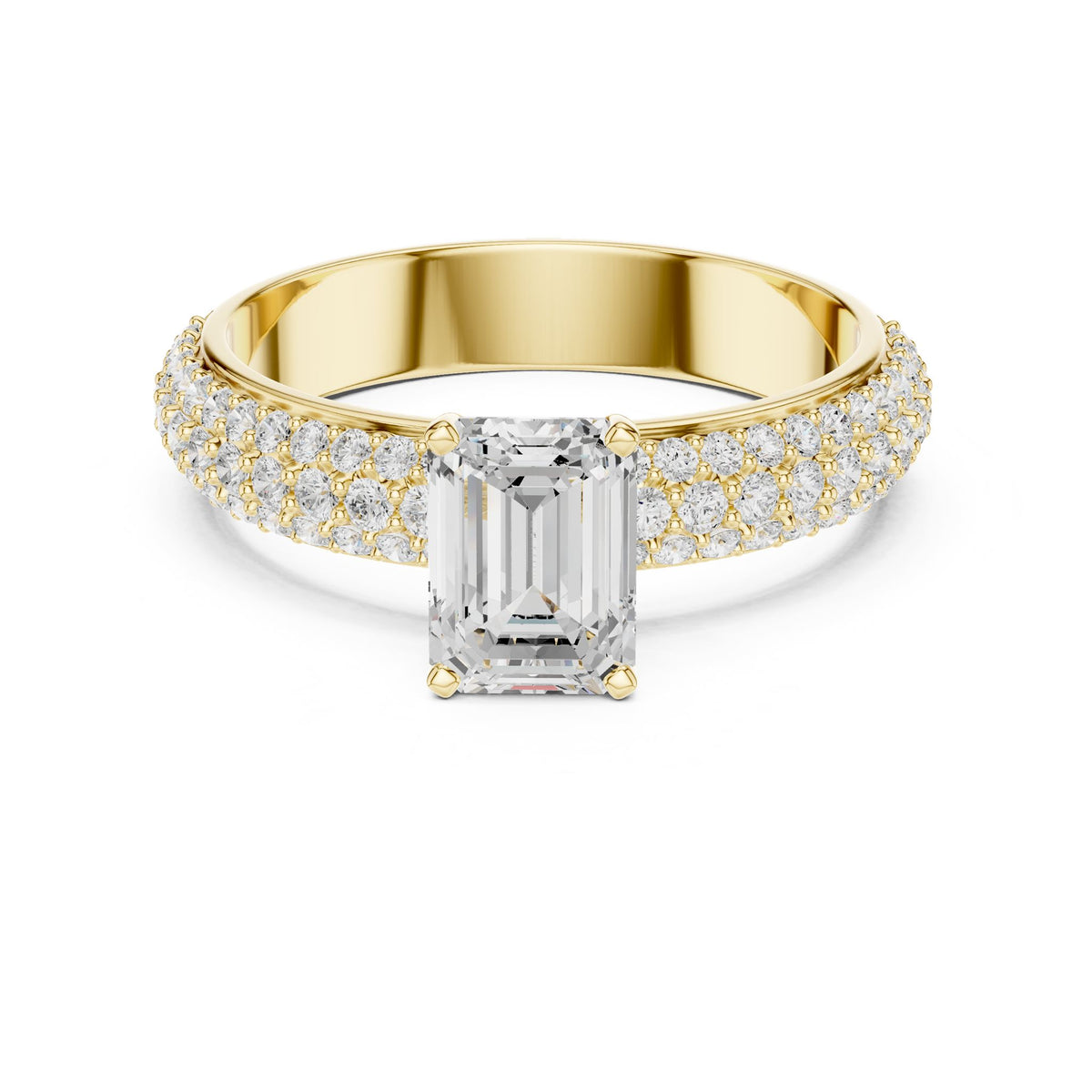 Emerald Pave Lab Grown Diamond Engagement Ring