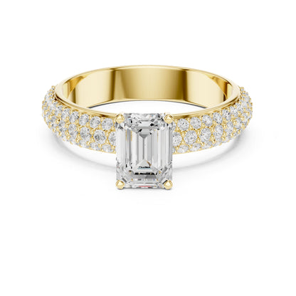 Emerald Pave Lab Grown Diamond Engagement Ring