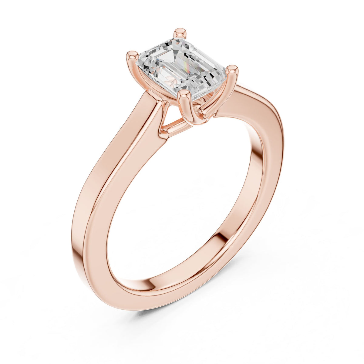 Emerald Solitaire Lab Grown Diamond Engagement Ring