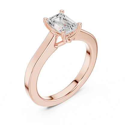 Emerald Solitaire Lab Grown Diamond Engagement Ring