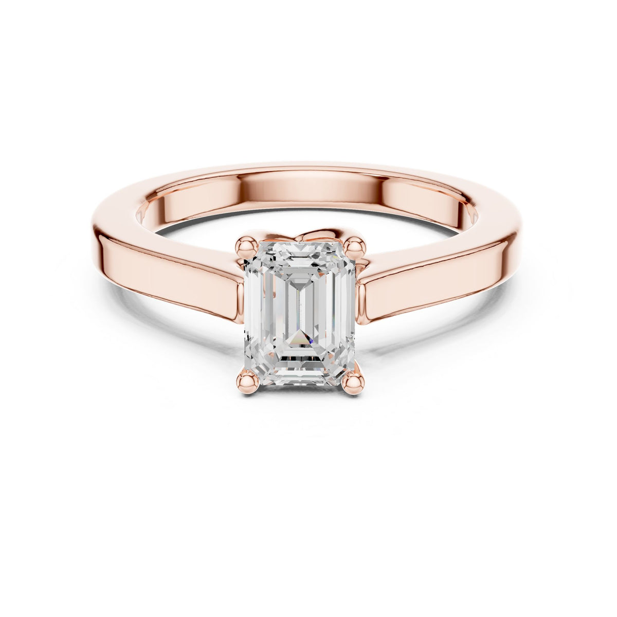 Emerald Solitaire Lab Grown Diamond Engagement Ring