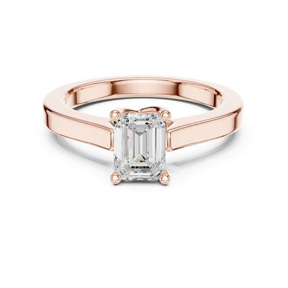 Emerald Solitaire Lab Grown Diamond Engagement Ring