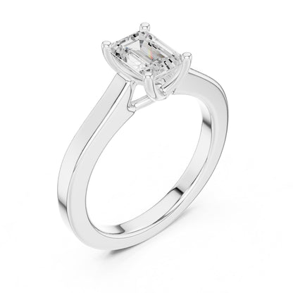 Emerald Solitaire Lab Grown Diamond Engagement Ring