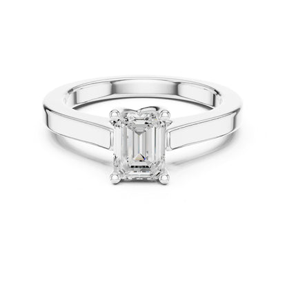 Emerald Solitaire Lab Grown Diamond Engagement Ring