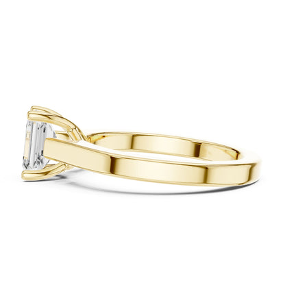 Emerald Solitaire Lab Grown Diamond Engagement Ring