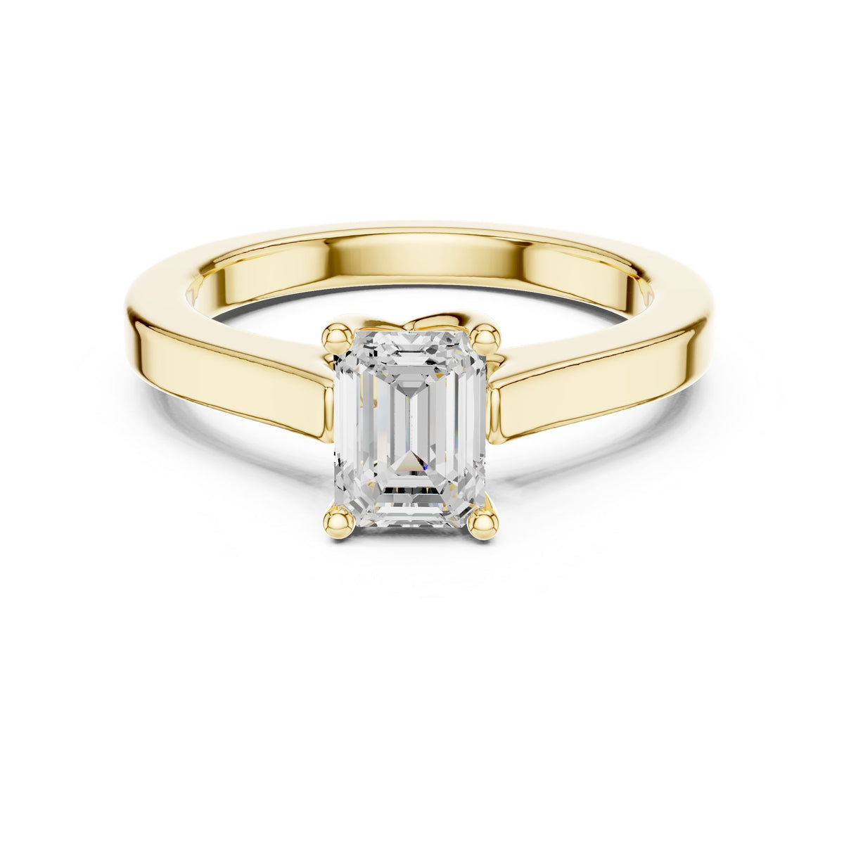 Emerald Solitaire Lab Grown Diamond Engagement Ring