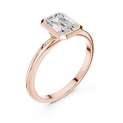 Emerald Solitaire Lab Grown Diamond Engagement Ring
