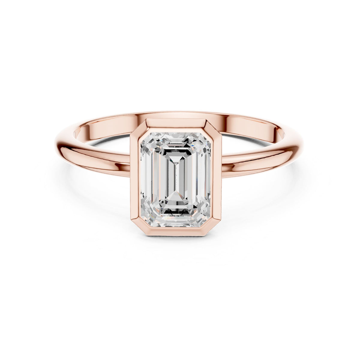 Emerald Solitaire Lab Grown Diamond Engagement Ring