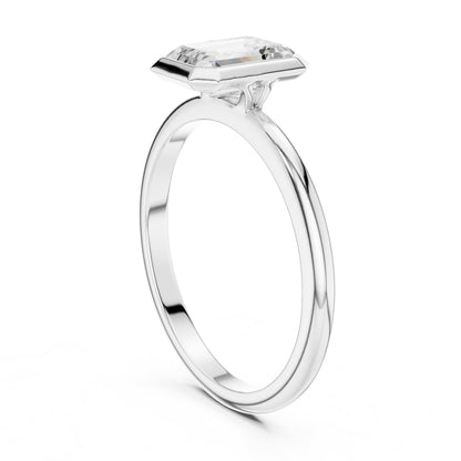 Emerald Solitaire Lab Grown Diamond Engagement Ring