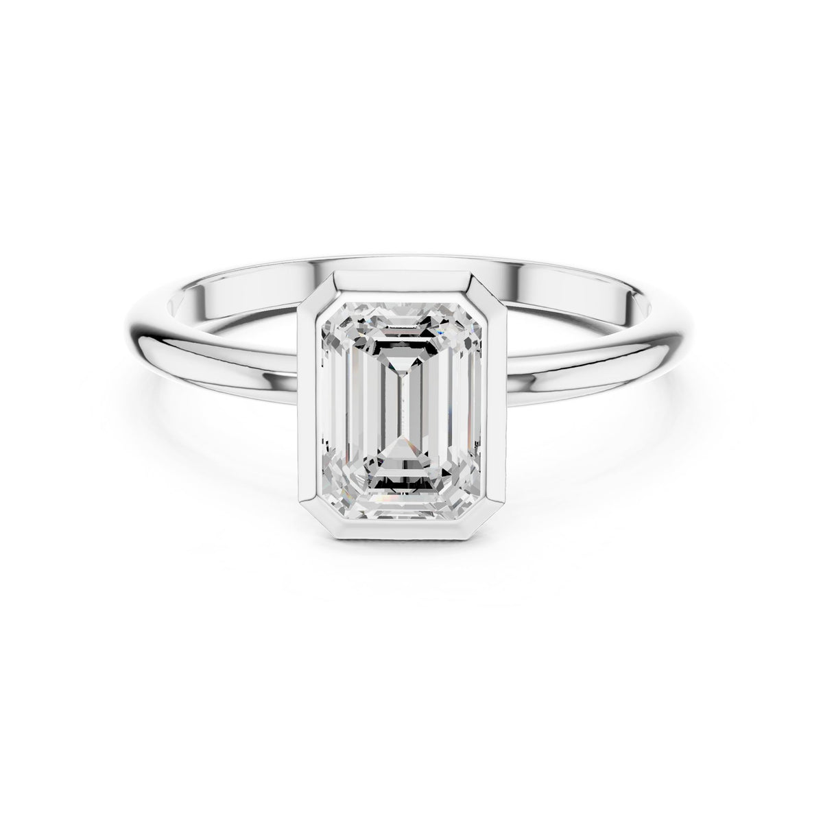 Emerald Solitaire Lab Grown Diamond Engagement Ring