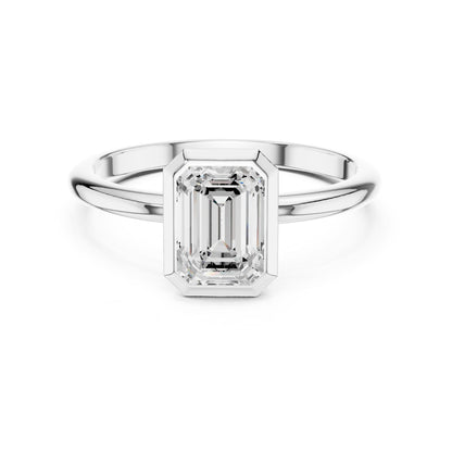 Emerald Solitaire Lab Grown Diamond Engagement Ring