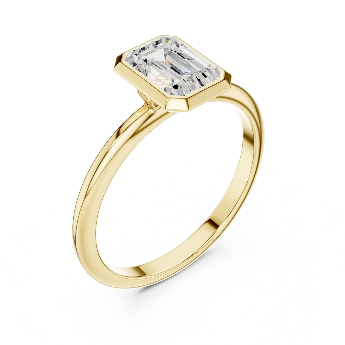 Emerald Solitaire Lab Grown Diamond Engagement Ring
