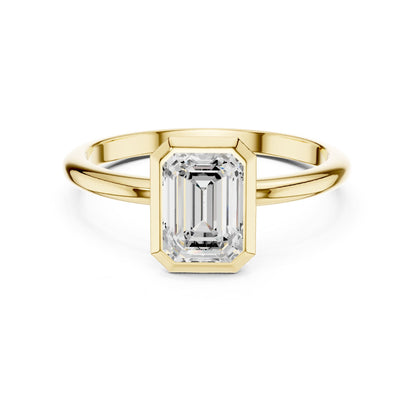 Emerald Solitaire Lab Grown Diamond Engagement Ring
