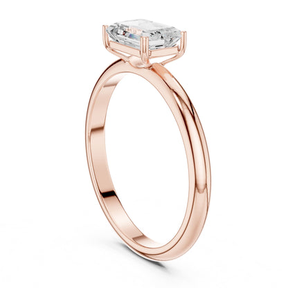 Emerald Solitaire Lab Grown Diamond Engagement Ring