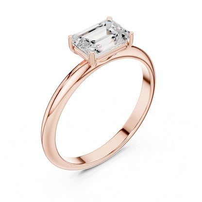 Emerald Solitaire Lab Grown Diamond Engagement Ring