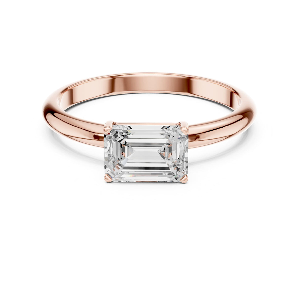 Emerald Solitaire Lab Grown Diamond Engagement Ring