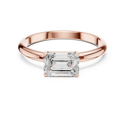 Emerald Solitaire Lab Grown Diamond Engagement Ring