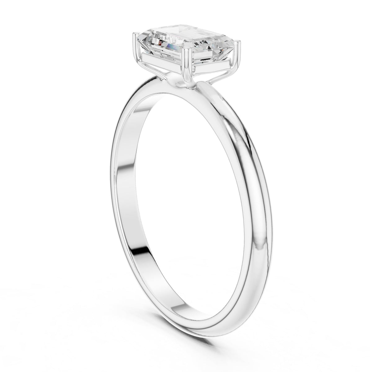 Emerald Solitaire Lab Grown Diamond Engagement Ring