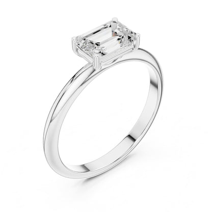 Emerald Solitaire Lab Grown Diamond Engagement Ring