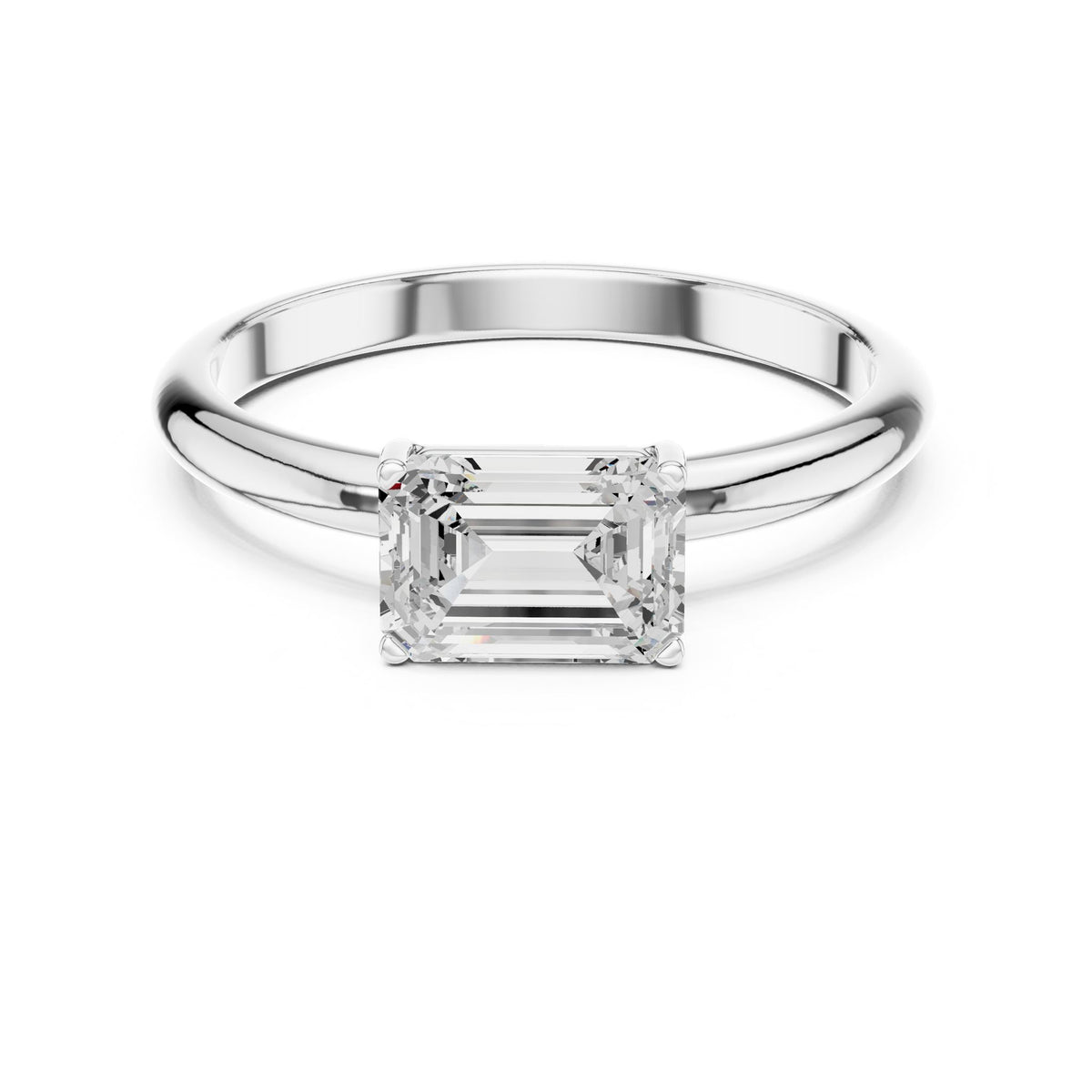 Emerald Solitaire Lab Grown Diamond Engagement Ring