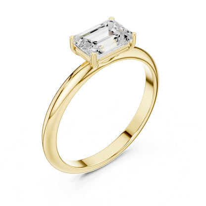 Emerald Solitaire Lab Grown Diamond Engagement Ring