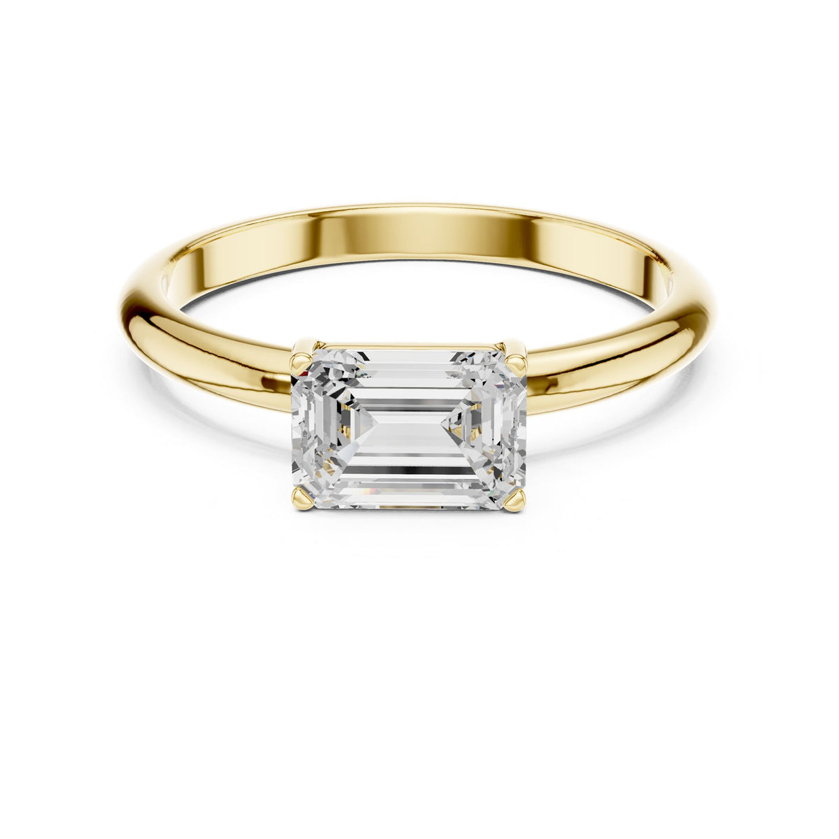 Emerald Solitaire Lab Grown Diamond Engagement Ring