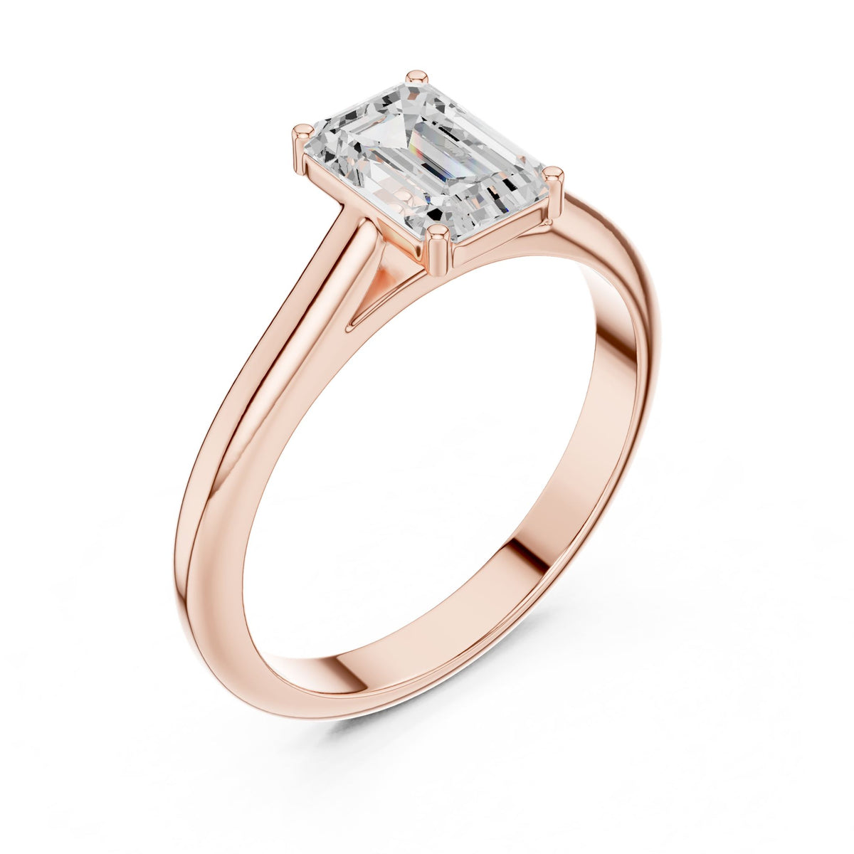 Emerald Solitaire Lab Grown Diamond Engagement Ring